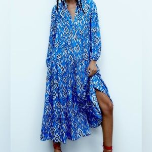 Zara long print dress blue - 4479/244